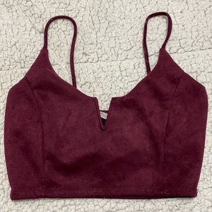 Burgundy Velvet Crop Top